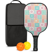 Juego de palas de pickleball con 2 pelotas y bolsa – Raquetas de fibra de vidrio con estampado floral, aptas para jugar en interiores y exteriores.