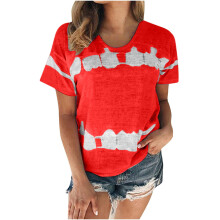 Hauts d'été pour femmes - T-shirts grande taille à col rond et manches courtes - Imprimé tie-dye tendance - Coupe décontractée