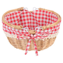 KALLORY1 Ensemble Mini Panier de pique-nique à carreaux rouges pour femmes 26 x 21,5 x 14 cm