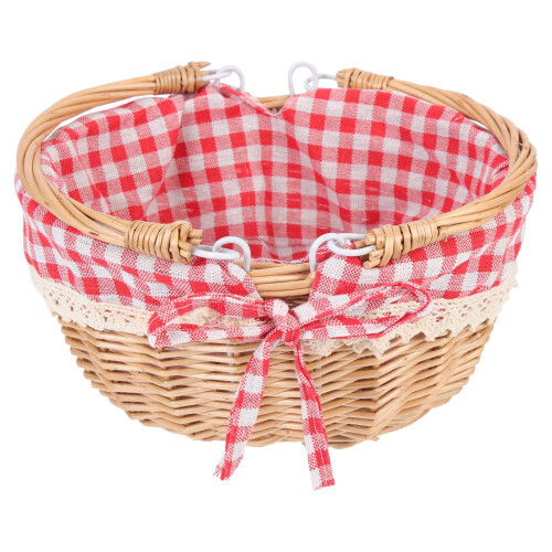 KALLORY1 Conjunto Mini Cesta de Piquenique Xadrez Vermelha para Mulheres 10,22 x 8,45 x 5,50 polegadas