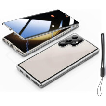 Privacy Magnetisch hoesje van gehard glas voor Samsung Galaxy S25/S24/S23/S22/S21 – Anti-spionage, 360 bescherming (S25, Privacy-Silver)