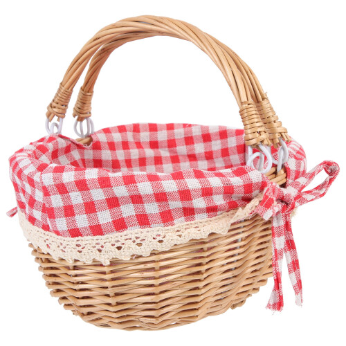 KALLORY1 Conjunto Mini Cesta de Piquenique Xadrez Vermelha para Mulheres 10,22 x 8,45 x 5,50 polegadas 2