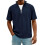 Men's Short Sleeve Striped Tee with Zipper Placket 1
