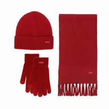 Set de mănuși calde tricotate pentru femei, eșarfă și pălărie, set de lână moale, accesorii de iarnă pentru ecran tactil, respirabil