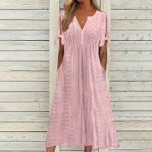Robe longue fluide printemps/été pour femme, col V, épaules dénudées et poches invisibles – Idéale pour la plage et les vacances