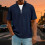 Men's Short Sleeve Striped Tee with Zipper Placket 2