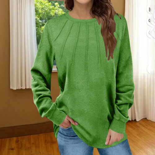 Top a tunica da donna casual a maniche lunghe con scollo rotondo. 1