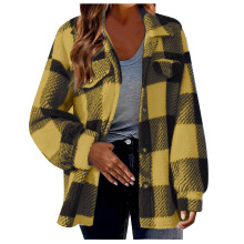 50 % rabatt! Aoujea Dam Plus Size Kofta Avslappnad Rutig Jacket Höst- och Vinterjacka med Rak Knappficka S-5XL