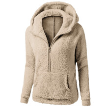 Sweat à capuche pour femme, chaud et zippé, col rond, manches longues, pull-over décontracté pour l'automne.