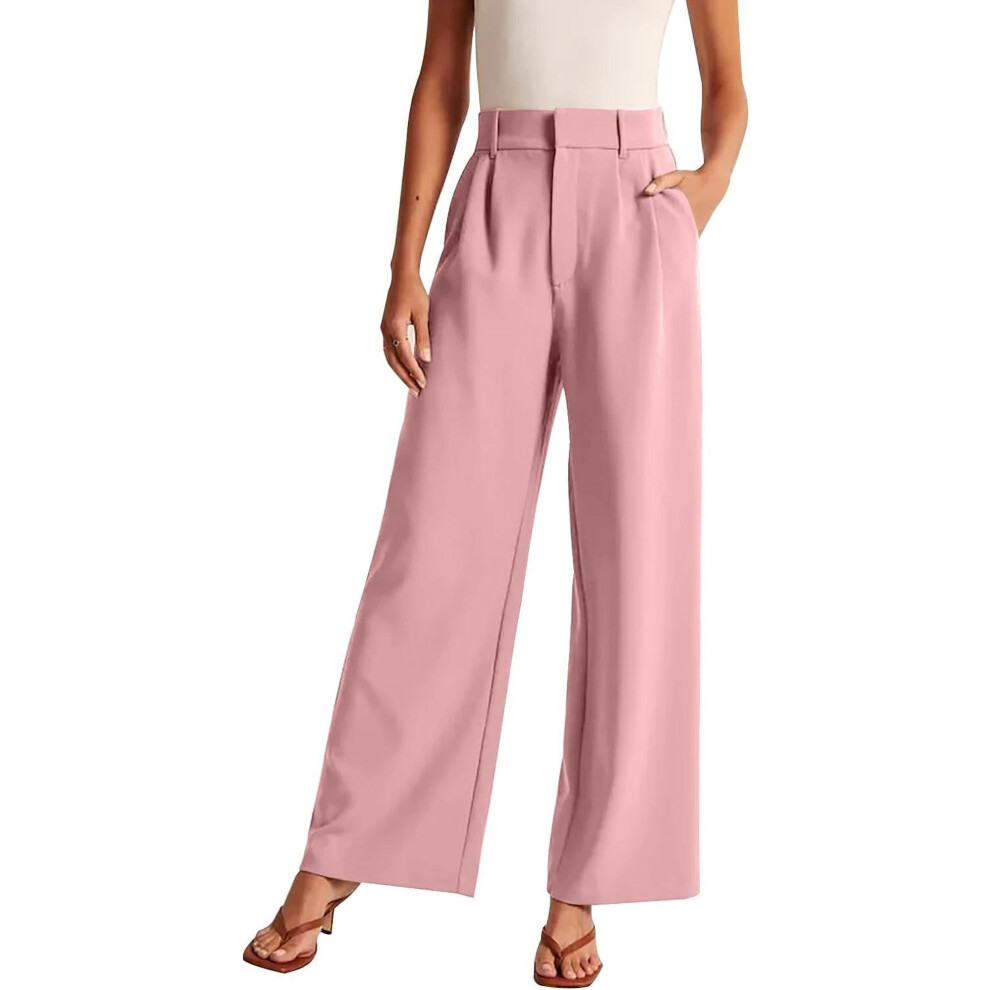 Women's Wide Leg Pants Work Business Casual Loose High Waisted Dress Palazzo Flowy Trousers 9499224194014