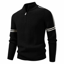 Pull-over zippé pour homme, col montant, manches longues, chaud et décontracté, idéal pour les fêtes de fin d'année.