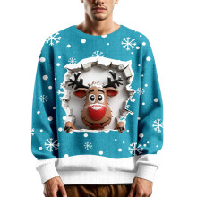 Pull de Noël pour homme, col rond, manches longues, en maille