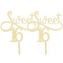 2 stk. Sweet16Cake Cupcake Toppers Bursdagsfest Kaketopper Dekorasjoner