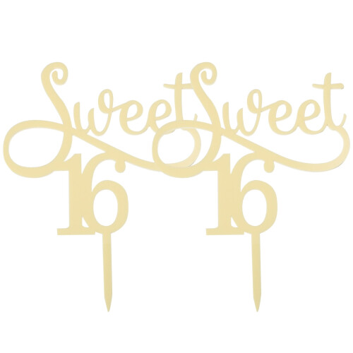 2 τεμάχια διακοσμητικά για cupcakes Sweet16Cake, διακοσμητικά για τούρτες γενεθλίων και
