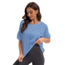 T-shirts femme coupe ample, col rond, manches courtes, blouse décontractée d'été