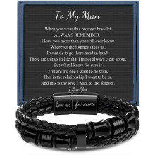Doppelreihiges geflochtenes Lederarmband für Herren – Tolles Geschenk für Papa, Sohn, Freund, Ehemann – Geburtstag, Jahrestag, Weihnachten –