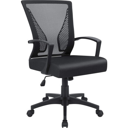 Lacoo Mid-Back Mesh Office Chair, Black