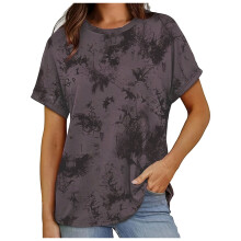 T-shirts à manches courtes pour femmes, hauts d'été 2025, imprimé camouflage printemps, manches courtes, col rond, coupe ample et oversize.