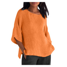 Oversize-Shirts für Damen in großen Größen, Sommertops, 3/4-Ärmel, Rundhalsausschnitt, Baumwolle, lockere Passform, Größen S-5XL, Orange