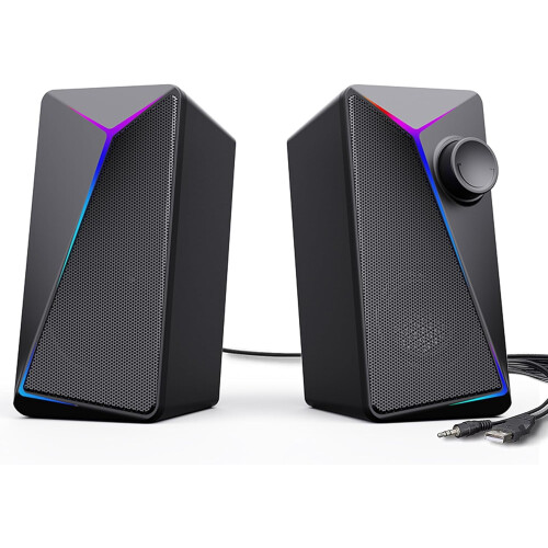 Ηχεία Gaming PC με Βελτιωμένα Μπάσα, Έλεγχο Έντασης, Τροφοδοσία USB 2.0Stereo, 3.5mm Aux –