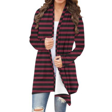 Cárdigans para mujer, abrigos de invierno para mujer, abrigos de otoño, cárdigan informal de manga larga a rayas para mujer.