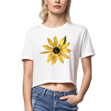 Top cropped feminino moderno com estampa floral - Blusa sexy e ousada que deixa o umbigo à mostra, tamanhos grandes do XS ao XL, básico e
