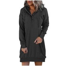 Abiti da donna 2023 e abito invernale a maniche lunghe da donna con cappuccio, abito casual tinta unita