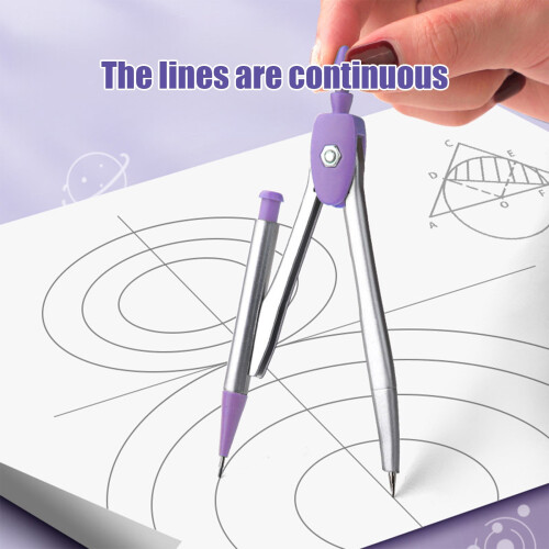 Complete Geometry Set - Shatterproof Storage Case 8-Piece Math Tools Protractor Compass Ruler Supplies Exam Essential Anti-Roll Design(Purple) 2