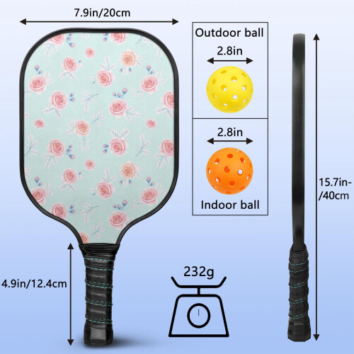 Σετ ρακέτες Pickleball με 2 μπάλες και τσάντα – Ρακέτες από fiberglass με λουλούδια, 2