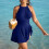 Μαγιό για γυναίκες Plus Size, Σετ μαγιό με φούστα σε στυλ μεγάλης συντηρητικής 5