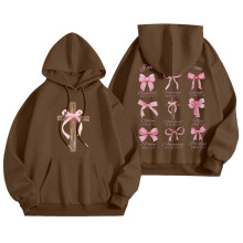 Kapuzenpullover mit grafischem Schleifenprint, überschnittene Schultern, lockere Passform, lange Ärmel – kompatibel mit C-Coffee L