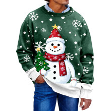 Pull de Noël moche pour homme, col rond, manches longues