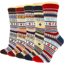 Lot de 5 paires de chaussettes en laine épaisses et thermiques pour homme, idéales pour la randonnée hivernale et les bottes. Chaussettes chaudes,