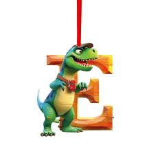 Weihnachts-Dinosaurier-Anhänger, 26-buchstabiger Acryl-Cartoon-Anhänger, lustige Dino-Baumdekoration für Kinder – kompatibel mit