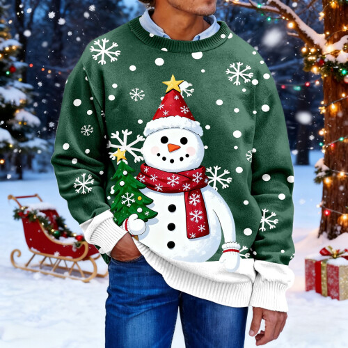 Pull de Noël moche pour homme, col rond, manches longues 1