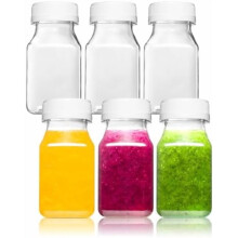 Kleine 4-Unzen-Kunststoffflaschen mit schwarzen Deckeln für Flüssigkeiten – Ingwer-Shot-Deckel, Wellness-Saft, gefriergeeignet, auslaufsicher,