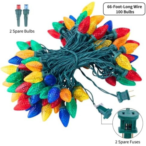 C9 Meerkleurige kerstslinger 66ft 100LED Groen 1