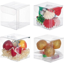 60-pack 2x2x2 tum genomskinlig plastpresentask för bröllopsfest, godis, choklad och andra små godsaker eller fynd, genomskinlig gör-det-själv