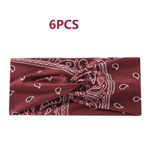 6 st bandana, unik design bandana pannband, perfekt passform modern mönster huvudduk, vinröd