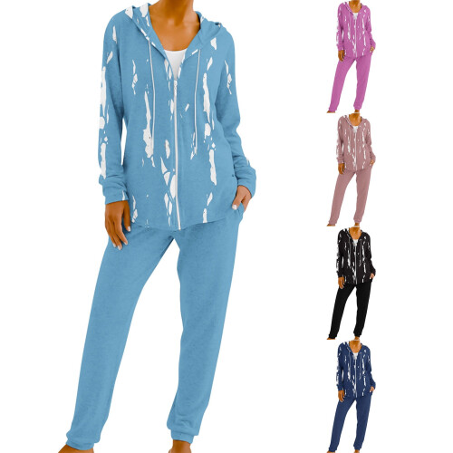 Women's Sky Blue 2-Piece Sweatsuit Set