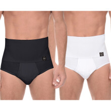 Men's High Waist Shapewear, Slimming Body Shaper Tummy Control Shapewear Waist Abdomen Trimming Stretch Boxer Brief, 2 Pack