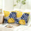 Conjunto de 2 capas de almofada decorativas em linho, nas cores azul e amarelo, 56x56cm (22x22 polegadas). 4