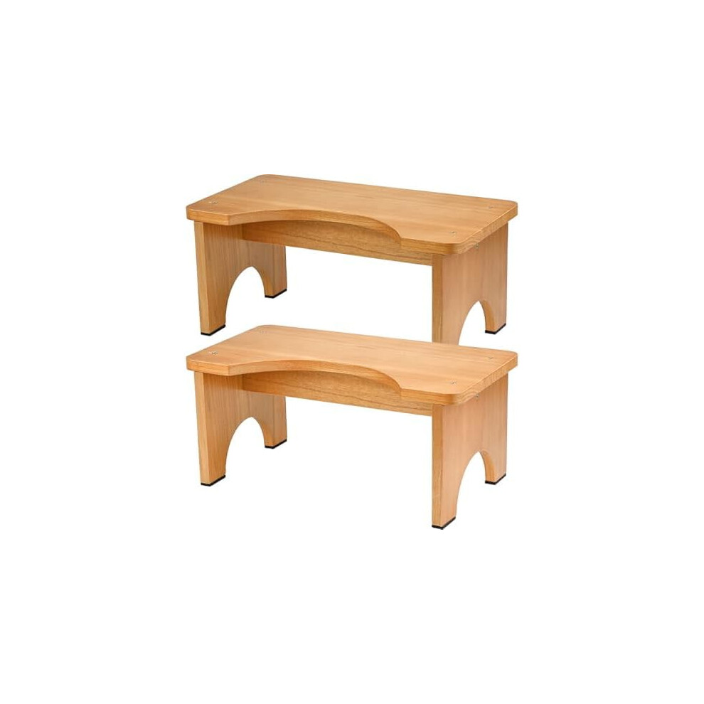 2 Pack Toilet Stool Squat Adult, Wood Poop Stool for Bathroom Adults, Portable Toilet Potty Stools for Adults