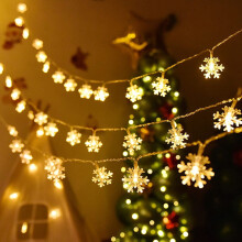Guirlande lumineuse de Noël, guirlande LED flocons de neige, étanche, à piles, pour décoration intérieure et extérieure de sapin de Noël