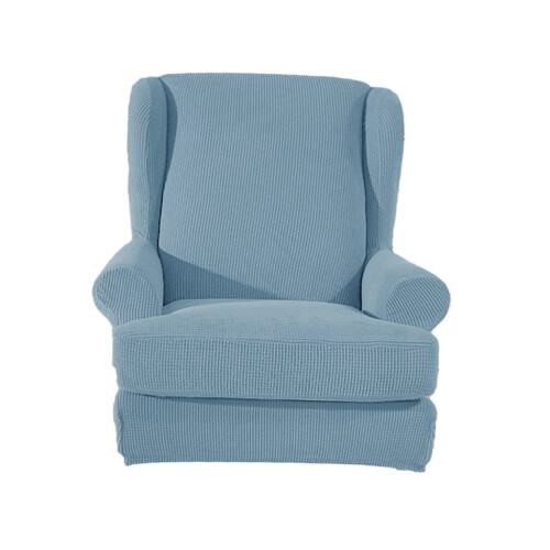 Stretch-Jacquard Ohrensesselbezug Blau 2
