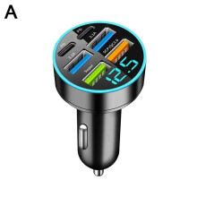 车载数字显示屏充电器 4USB 66W快充