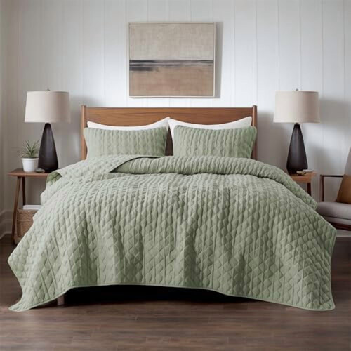 Σετ πάπλωμα Sage Green California King 3 τεμάχια 1