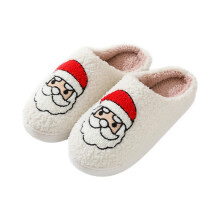 FASHIONBANANA Damen-Hausschuhe mit niedlichem grünem Weihnachtsmann-Print, rutschfest – Bequeme Hausschuhe, Weihnachtsgeschenk für