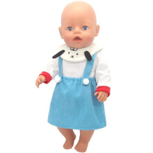 Conjunto de roupas para bonecas de 35 a 40 cm (14 a 16 polegadas), vestido para bebê, 3 peças, azul