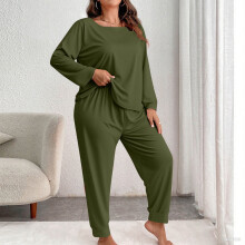 Pyjamaset voor dames in grote maten, 2-delige nachtkleding: top met lange mouwen en lange broek